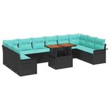 vidaXL Tuinbank Set 9 st Zwart Poly rattan