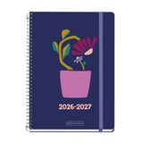 Miquelrius Schoolagenda 2026/2027, weekoverzicht, A5+, bloem | 10 maanden, 15,5 x 21,5 cm, gecoat karton, metalen spiraal, binnenvak, sticker, bladwijzer, Spaans