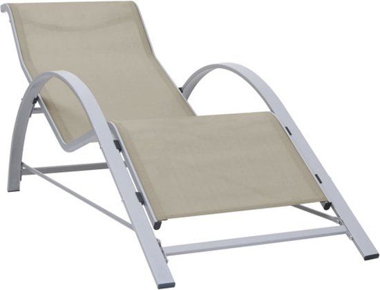 vidaXL Ligbed Textileen en Aluminium Crèmekleurig