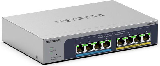 NETGEAR MS108TUP - Switch - 8 poorten - 2.5G Ethernet - PoE - Grijs