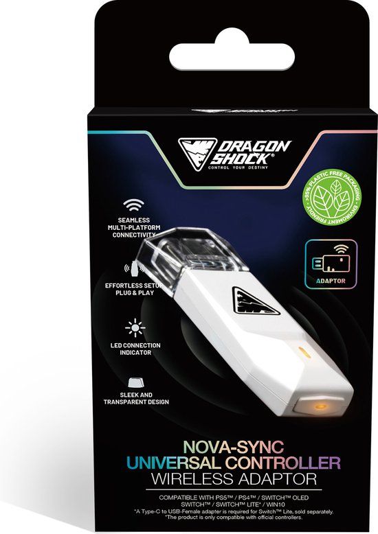 DragonShock NOVA SYNC Universele Controllerconverter Wit voor Nintendo Switch, Switch OLED, PS4, PS5, Xbox One en Xbox Series X|S