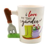 Dekohelden24 Keramische koffiemok - koffiepot - I love my tiny garden, afmetingen L/B/H 9 x 12 x 12 cm