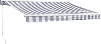 Happy Garden SAULE luifel 2,95 × 2,5m met half luifel - Wit/grijs gestreept doek en witte structuur