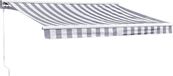 Happy Garden SAULE luifel 2,95 × 2,5m met half luifel - Wit/grijs gestreept doek en witte structuur