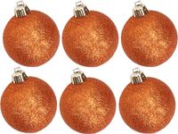 Billiet - Vanlaere 6x pièces boules de Noël pailletées en plastique orange 6 cm