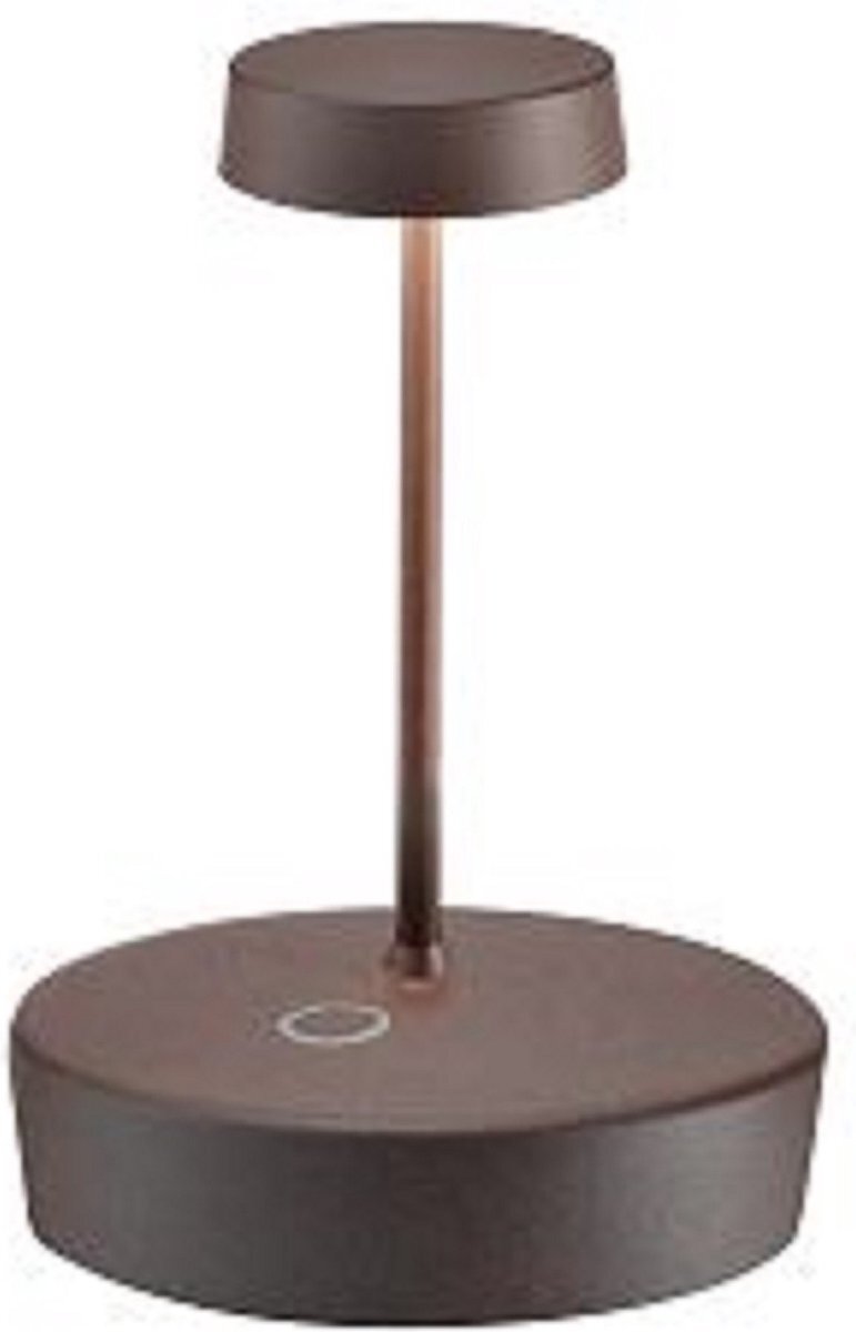 Zafferano - Swap MINI - Roest/bruin - H 14.8CM - Ledlamp - Bureaulamp – Tafellamp – Snoerloos – Verplaatsbaar – Duurzaam - Voor binnen en buiten – LED - Dim baar - IP65 Spat Waterdicht - USB oplaadbaar