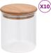 Pots de rangement avec couvercle en bambou 10 pcs 600 ml verre