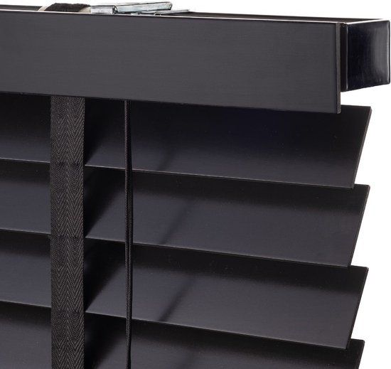 Dutchblinds Houten Jaloezieën 50mm - Zwart - 80 x 250 cm - Raamdecoratie op maat