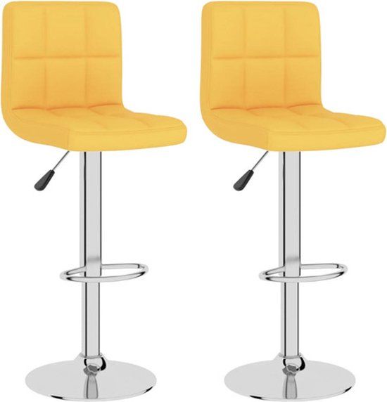 vidaXL Barkrukken - Set van 2 - Stof - Mosterdgeel