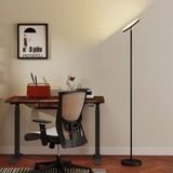 Lampadaire RVB à éclairage indirect, lampe à intensité variable avec télécommande et commande tactile, tête rotative à 350°, noir