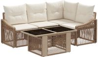 vidaXL Tuinbank Set Beige en Crème Wit Polyrattan