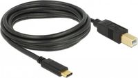 Delock USB 2.0-kabel Type-C naar Type-B 3 meter Zwart