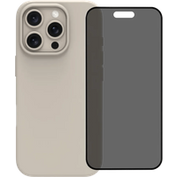 BlueBuilt Back Cover iPhone 16 Pro Beige + Privacy Filter Screenprotector Glas