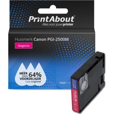 PrintAbout Huismerk PGI-2500M Magenta Inktcartridge | Compatibel met Canon