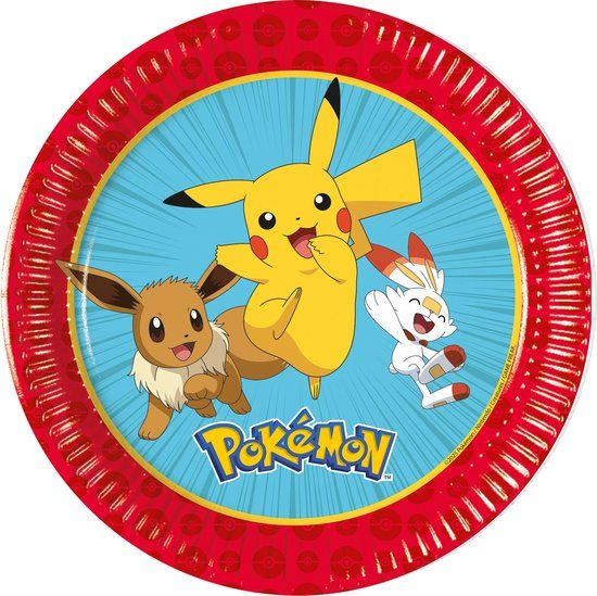 Top1Toys Pokémon papieren bordjes kinderfeestje 20 cm - feestdecoratie.