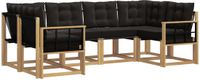 vidaXL - Hoek loungeset - 6 zitplekken - Wit en zwart - Acacia hout