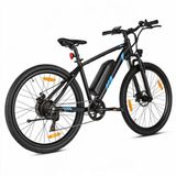 VTT électrique pour hommes et femmes, 27,5 pouces, moteur 250W, batterie amovible 36V 10.2Ah, dérailleur 7 vitesses, vélo électrique avec pneus CST tout-terrain, VTT électrique, couleur bleue