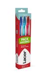 LACER - Verpakking met 3 zachte tandenborstels, ideaal voor gevoelig tandvlees, zachte haren, Tynex-filament, maximale werkzaamheid, verwijdert tandplak en dagelijkse mondhygiëne