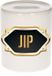 Bellatio Decorations Shoppartners Bv Spaarpot met voornaam Jip - wit - met goud/zwart embleem - 8 x 9 cm - keramiek - met afsluitdop - cadeau verjaardag