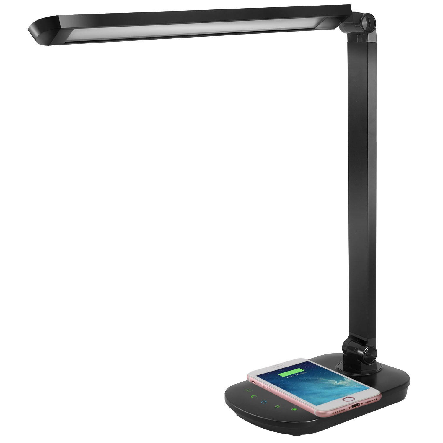 Aigostar Tokyo LED Bureaulamp - Qi Draadloos Opladen - USB Oplaadpoort - 8W - Multifunctionele