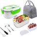 Unyqoos Lunchbox électrique 60W – Boîte chauffante 3-en-1 pour voiture et maison (12V/24V/220V), 1,5 litre, conteneur amovible en acier inoxydable 304, matériau PP de qualité alimentaire, sac isotherme, vert