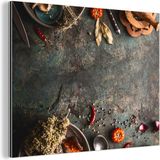 MuchoWow Wanddecoratie Metaal - Aluminium Schilderij Industrieel - Marmer - Groente - Herfst - Pompoen - Rustiek - Kruiden - 160x120 cm - Dibond - Foto op aluminium - Industriële muurdecoratie - Voor de woonkamer/slaapkamer