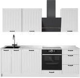 Vicco Complete keukeneenheid Fame-Line, Wit Landhuis/Wit, 230 cm, WB Marmer