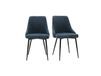 CULT Chaises design en tissu effet velours texturé bleu foncé et métal noir (lot de 2)