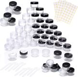 WUERQIE 100 stuks potjes, 5 ml lege doos, mini heldere potjes, monster, transparant crèmeglas, cosmeticafleshouder met schroefsluiting, reisset, gebruikt voor lippenbalsem, lotion, Zwart-transparant
