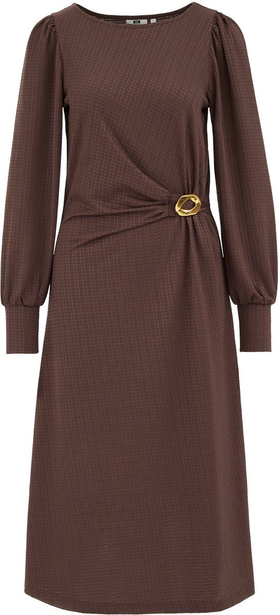 WE Fashion Dames jurk met structuur - Dark brown - XS
