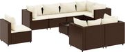 vidaXL 9-delige loungeset met kussens polyrattan bruin