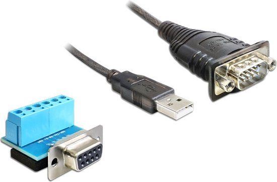 Delock USB-A (m) naar 9-pins SUB-D met moeren (m) seriële RS422/RS485 adapter / FTDI chip / incl. terminal block - 0,80 meter