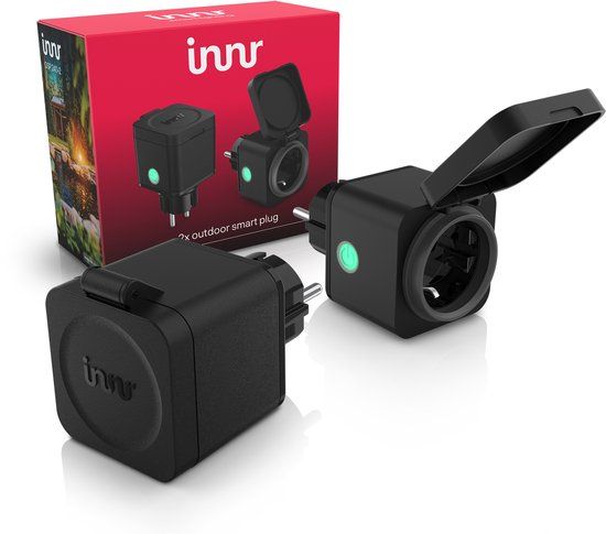 Innr Slimme Stekker - Zigbee - geschikt voor Philips Hue - Buiten Stekker - Outdoor Smart Plug met Energiemeter - IP54 Waterdicht - 2 Stuks