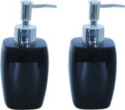 MSV Distributeur de savon - 2x - Montreal - céramique - noir - 7 x 16 cm - 260 ml