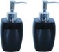MSV Distributeur de savon - 2x - Montreal - céramique - noir - 7 x 16 cm - 260 ml