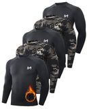 MEETWEE Thermisch T-shirt voor heren, thermisch compressieondergoed met lange mouwen, sportshirts voor heren, hardlopen, gym