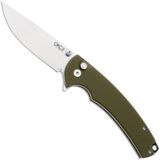 Ontario PFC01 ON9003 Stonewashed 420J2, OD Green G10, Button Lock, zakmes