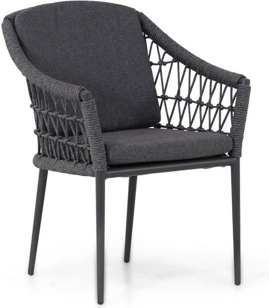 Coco Dalice/Rockville 7-delige dining tuinset - 160 cm rond - Grijs-antraciet