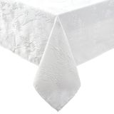 Laura Ashley Tafelkleed verhoogd geweven geborduurde jacquard stof, kreukbestendig voor dineren, vakantie, feest, bruiloft of banket, 152,4 x 213,4 cm, cynthia wit