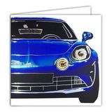 Afie 22080 Blue and Silver Shiny Car Greeting Card with White Envelope - 15 x 15 cm - Made in France