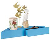BAKAJI Hoekplank met dubbele lade, voor wandmontage, hoekplank van MDF, modern Scandinavisch design, afmetingen: 60 x 43 x 8 cm, wooncultuur (blauw)