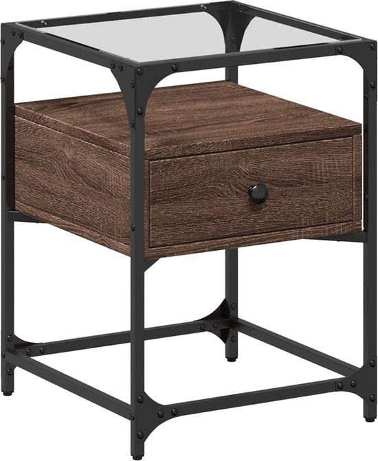 VidaXL Nachtkastje 40x40x55 cm bewerkt hout bruin eikenkleur