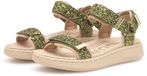 WODEN Sandalen Line Glitter Vrouwen Platte sandalen Bambus Green Schoenmaat 42