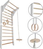 Monkey-Gym Houten klimrek voor kinderen – Witte Montessori klimstang voor de kinderkamer, EU-model