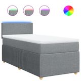 vidaXL Boxspringbed met matras, stof, lichtgrijs, 90x200 cm