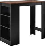 en.casa Bartafel met 3 planken 110x50x103 cm zwart en walnootkleurig