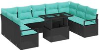 vidaXL Tuinbank Set Zwart en Blauw