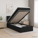vidaXL Ottoman Bed with Mattress and Headboard Black 100 x 200 cm Fabric