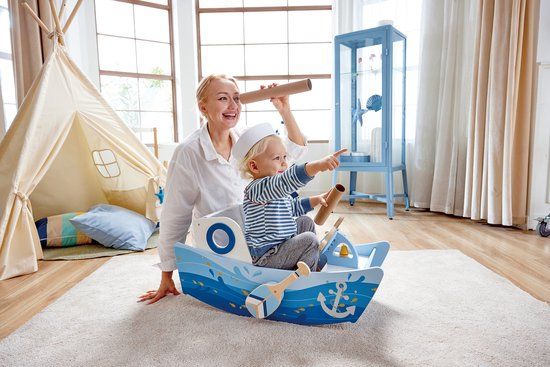 Hape Schommelboot - Interactief Speelgoed met Roeispanen en Stuurwiel voor Kinderen vanaf 12 Maanden