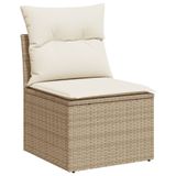vidaXL 11-delige tuinmeubelset met sofa en kussens, beige, van polyrotan